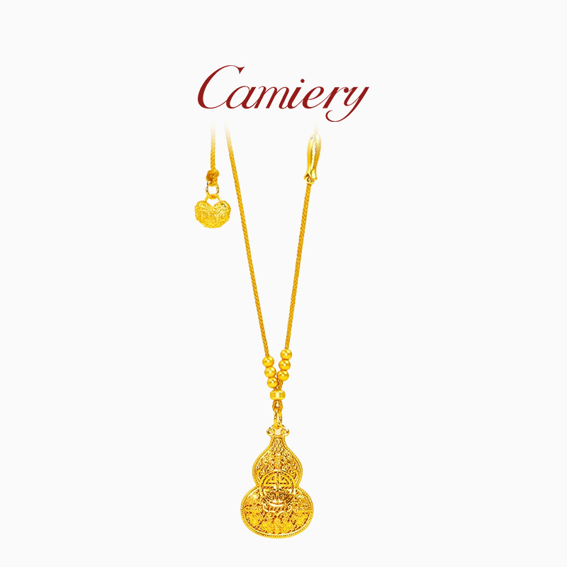 CAMIERY【新店福利】24K真金镀金 镂空花丝葫芦项链 气质百搭保色