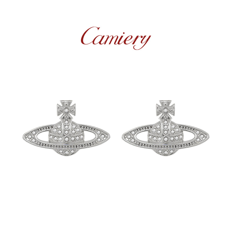 CAMIERY 西太后经典土星耳钉带钻日常精致百搭高级感轻奢小众耳钉