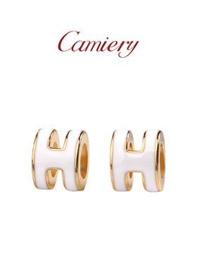 CAMIERY 925银H字母耳钉女2025新款爆款高级感精致小巧设计感耳饰