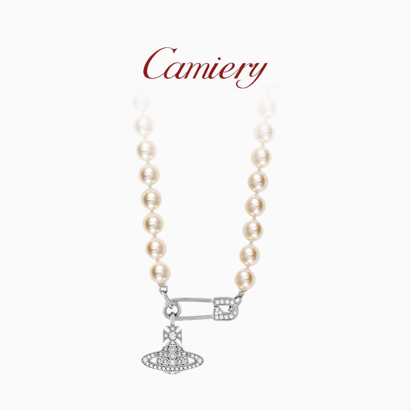 CAMIERY西太后土星别针珍珠项链