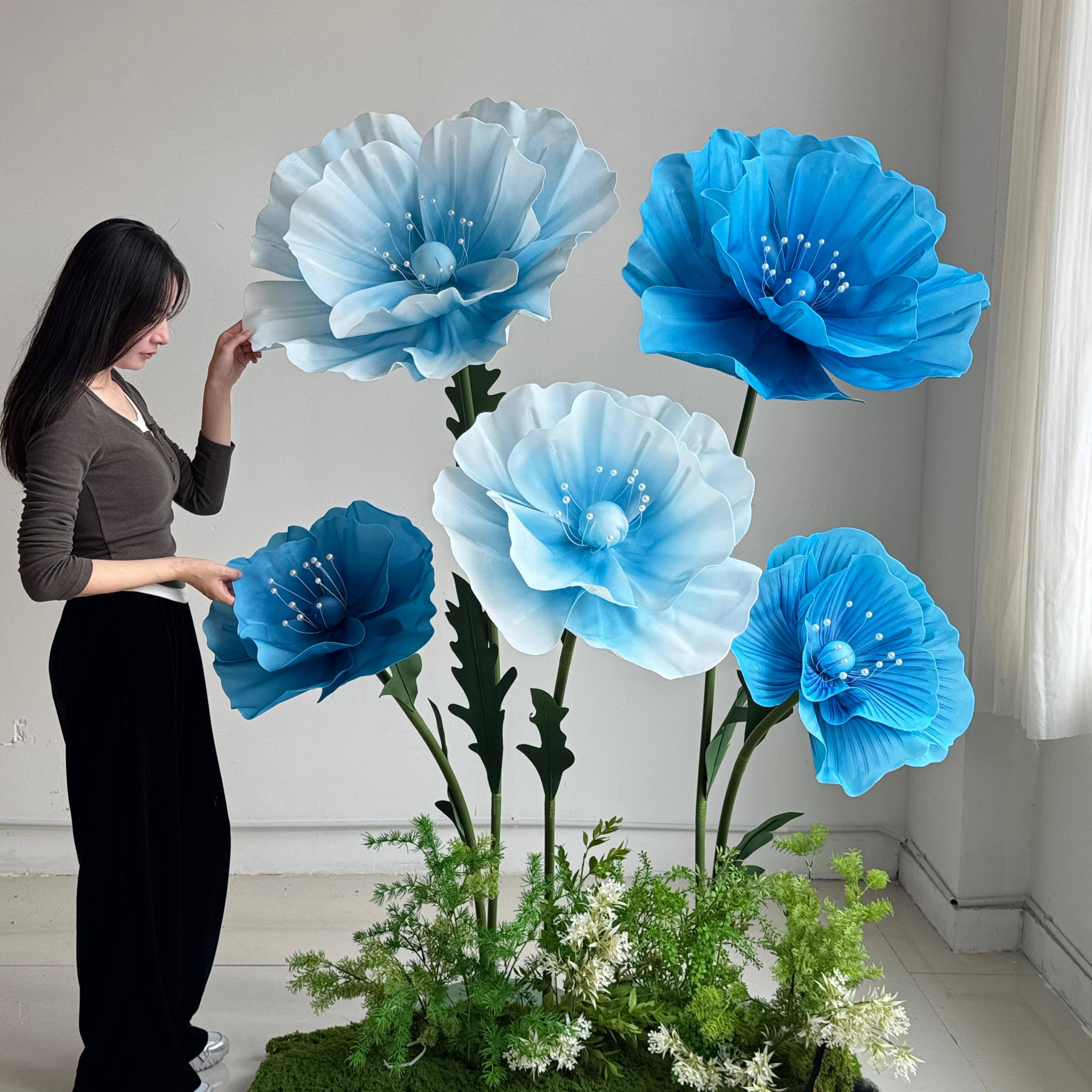 彷真纸花虞美人大纸艺花装饰花橱窗美陈商场装饰花艺活动布置巨型