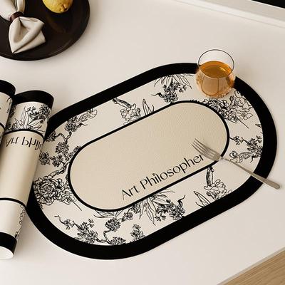 轻奢风餐桌垫高级感隔热垫防烫西餐垫防水防油简约现代皮革餐垫