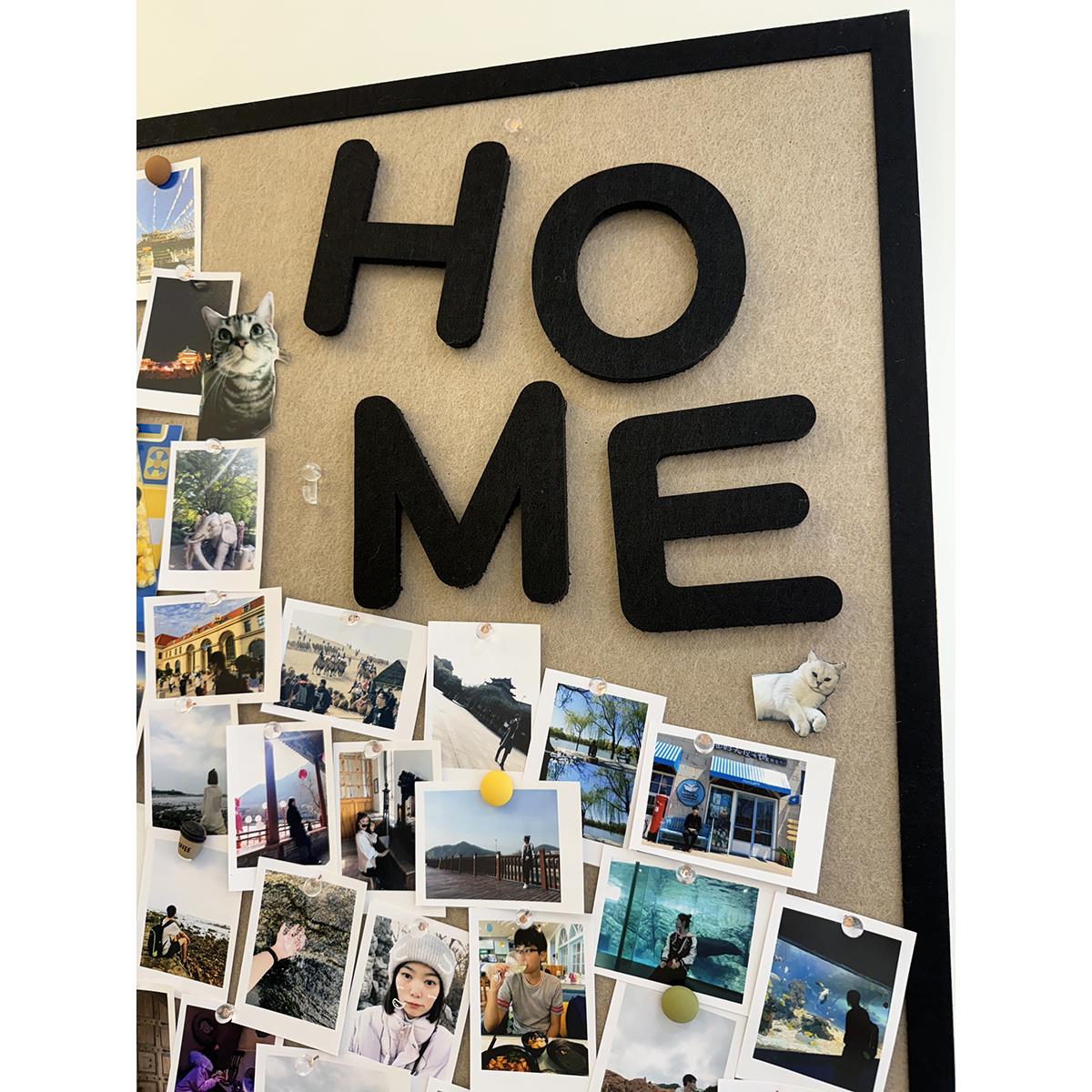 小红书DIY照片墙立体字黑色HOME英文墙贴毛毡板个性墙面装饰定制