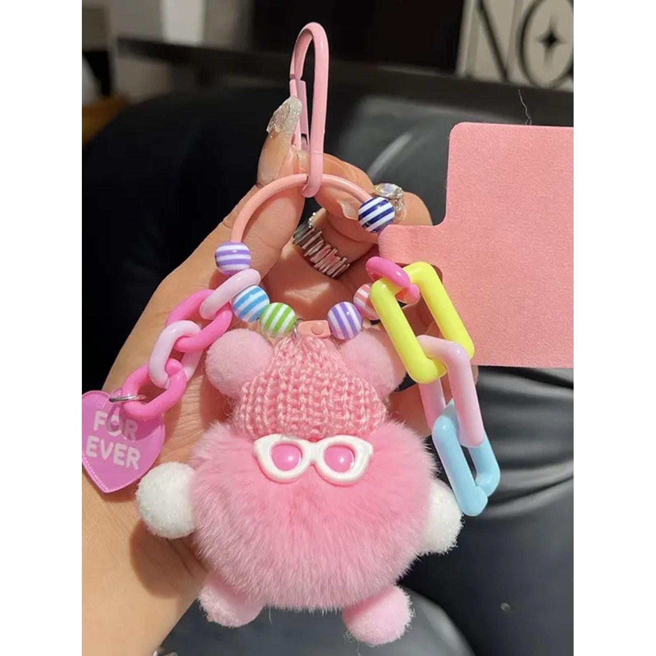 多巴胺煤球怪兽玩偶挂件diy钥匙扣可爱毛绒公仔包包背包手机挂饰