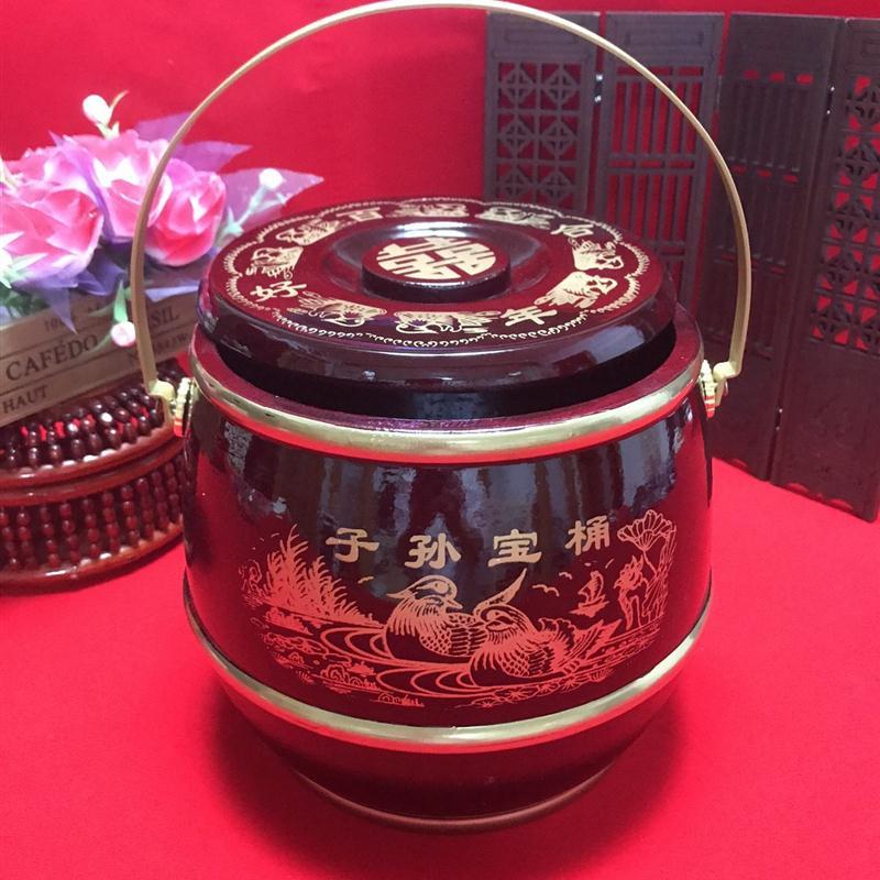 结婚用品陪嫁实木子孙桶摆件马桶子孙桶大小号马桶陪嫁三件套装