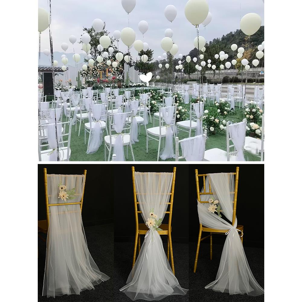 婚庆道具竹节椅装饰椅背纱户外婚礼布置瑞士背景纱幔红色椅背纱