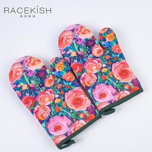 家用加厚耐高温厨房烤箱微波炉隔热 Racekish莺啼燕语防烫手套3款
