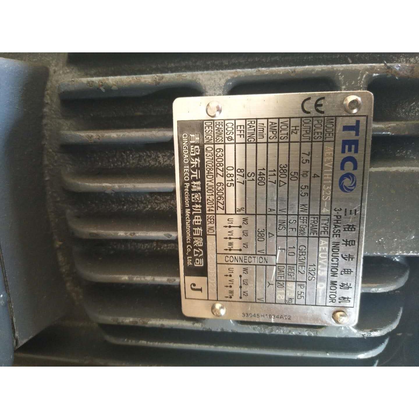 TECO东元三相异步感应电动机 卧式AEEF3 0.37KW 380V 2P 4P 6P 8P