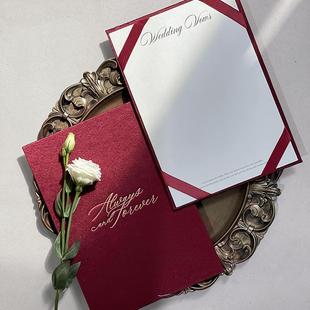 MARRYSO高端大号A4婚礼誓言本香港结婚证书欧式请帖小众高级商务