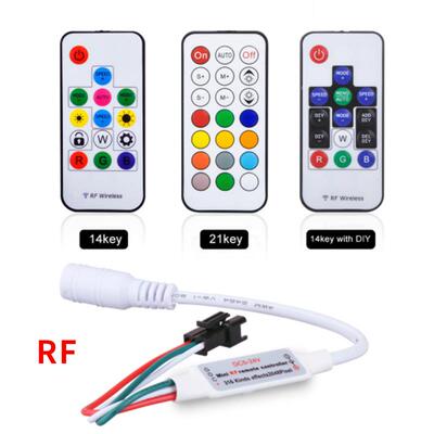 2811遥控器WS2812B14键 RF无线射频迷你21键5V全彩12V幻彩控制器