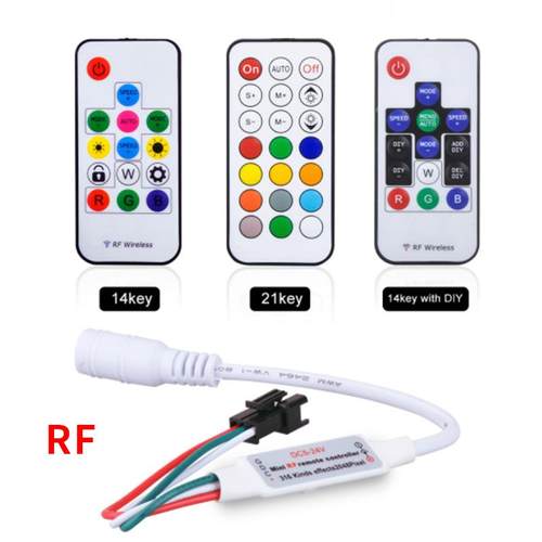 2811遥控器WS2812B14键 RF无线射频迷你21键5V全彩12V幻彩控制器