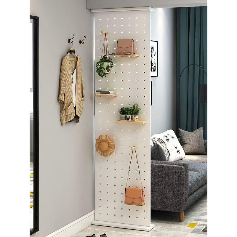 金属衣柜侧墙实木洞洞板屏风隔断北欧客厅装饰入户玄关立柱置物架