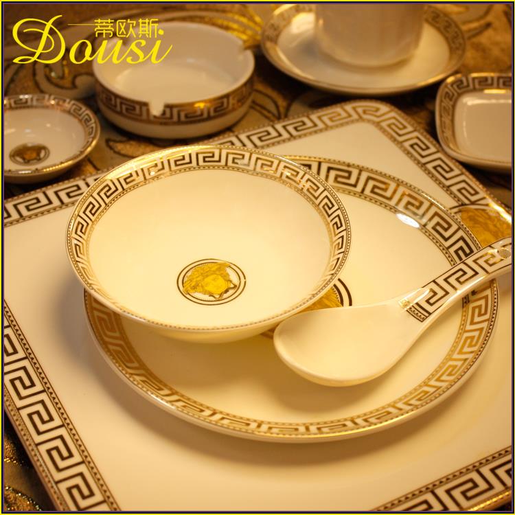 高端酒店饭店会所饭厅陶瓷摆台餐具火锅套装四件套家用餐饮专用瓷