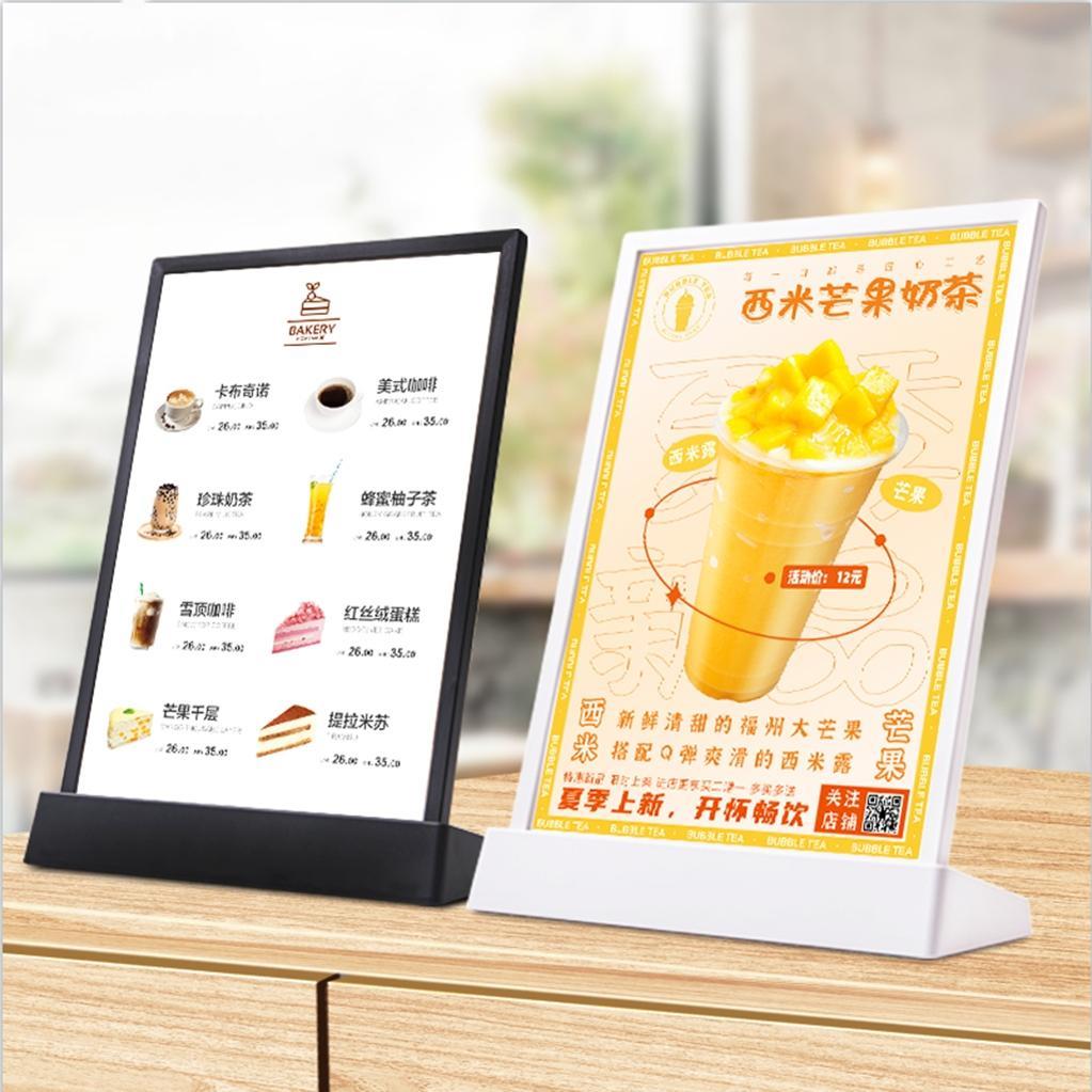 吧台抽画灯箱L型单面发光台卡可变光菜单a4展示牌点餐灯箱广告牌