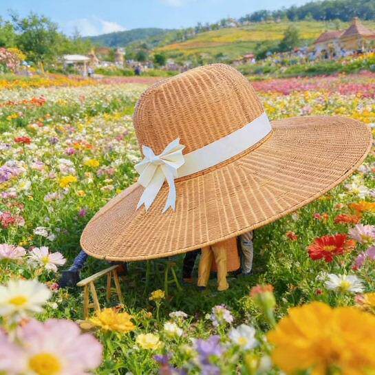 巨型大草帽藤编帽子工艺礼品摆饰草帽凉亭大型遮阳伞风景区打卡网