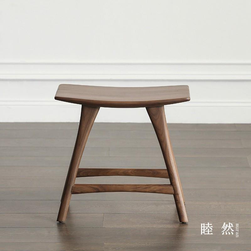 北美黑胡桃木凳子比利时坐凳北欧实木化妆椅现代简约餐桌凳小凳子