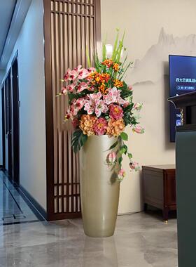 花瓶饰品插花人造花新中国风落地大花瓶可达豪华高端大客厅花卉套