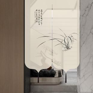 门帘隔断帘家用半透明透景帘子卧室厨房卫生间免打孔布帘 现代中式