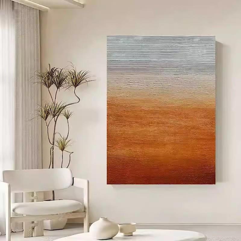 现代简约客厅装饰画别墅定制肌理感饭厅挂画小众艺术沙发背景壁画