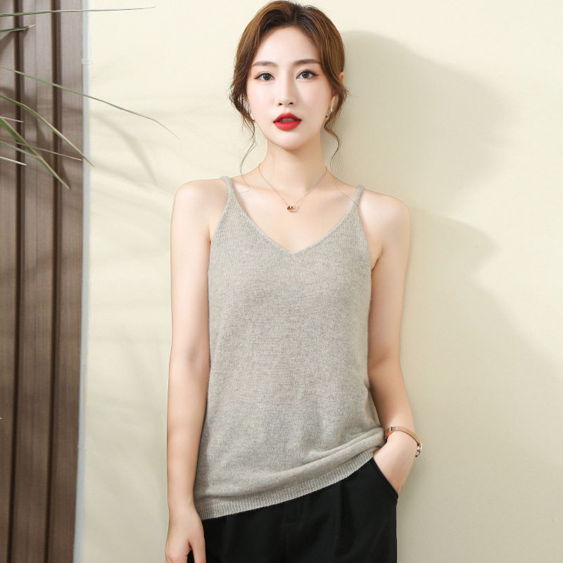 100纯山羊绒针织吊带背心女V领秋冬简约百搭无袖毛衣打底衫通勤,女装/女士精品,羊绒衫,淘宝优惠券,粉丝福利购,淘宝优惠卷