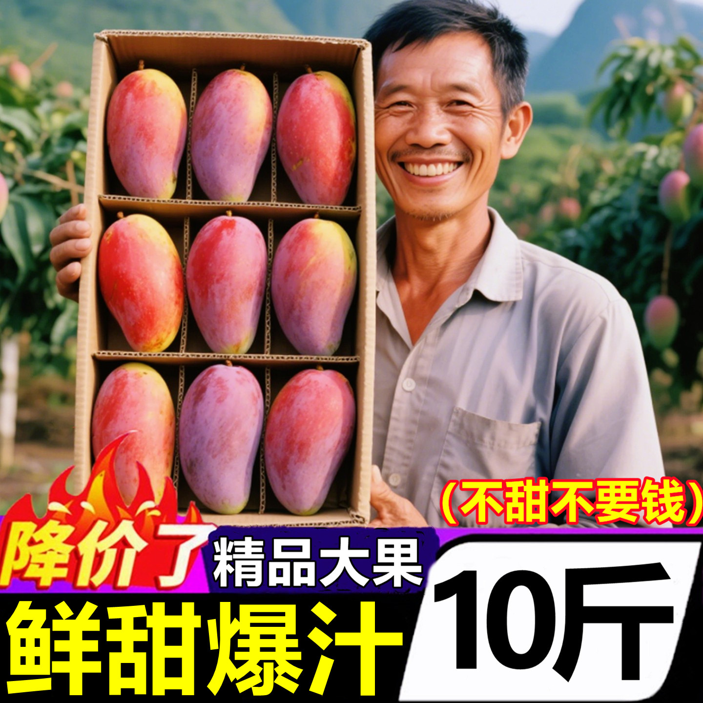 正宗海南贵妃芒芒果新鲜10斤大果树上熟即食当季时令水果包邮整箱