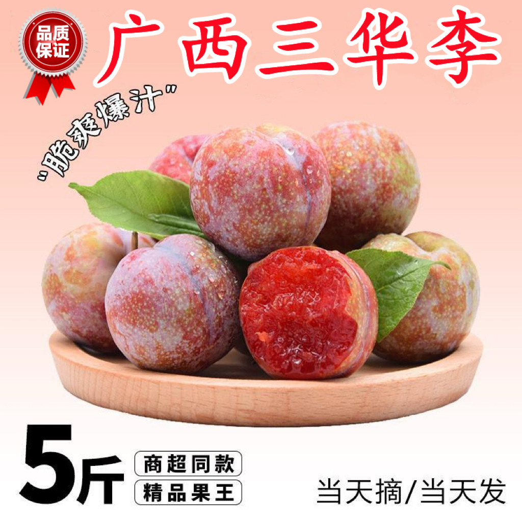 正宗广西三华李新鲜水果5斤当季上市特产李子红心腌制脆甜酸整箱