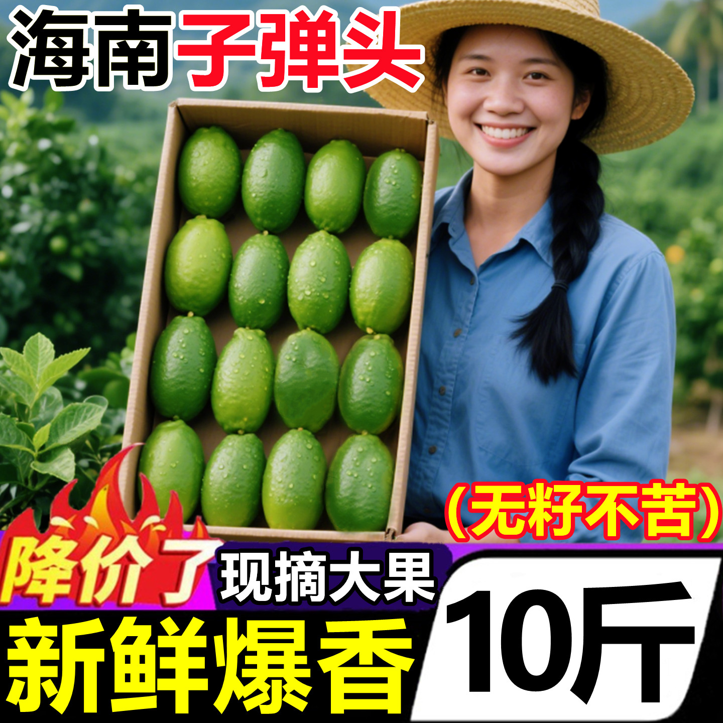 正宗海南香水柠檬新鲜水果当季皮薄酸商无籽多汁青柠檬奶茶店专用