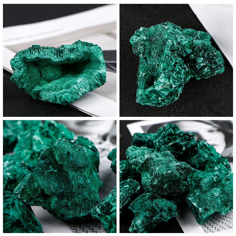 天然孔雀石原矿晶体标本教学收藏