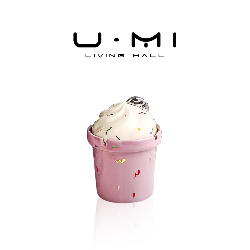 UMiLIVING·酷紫|烟灰缸陶瓷带盖子创意简约可爱家用客厅装饰摆件
