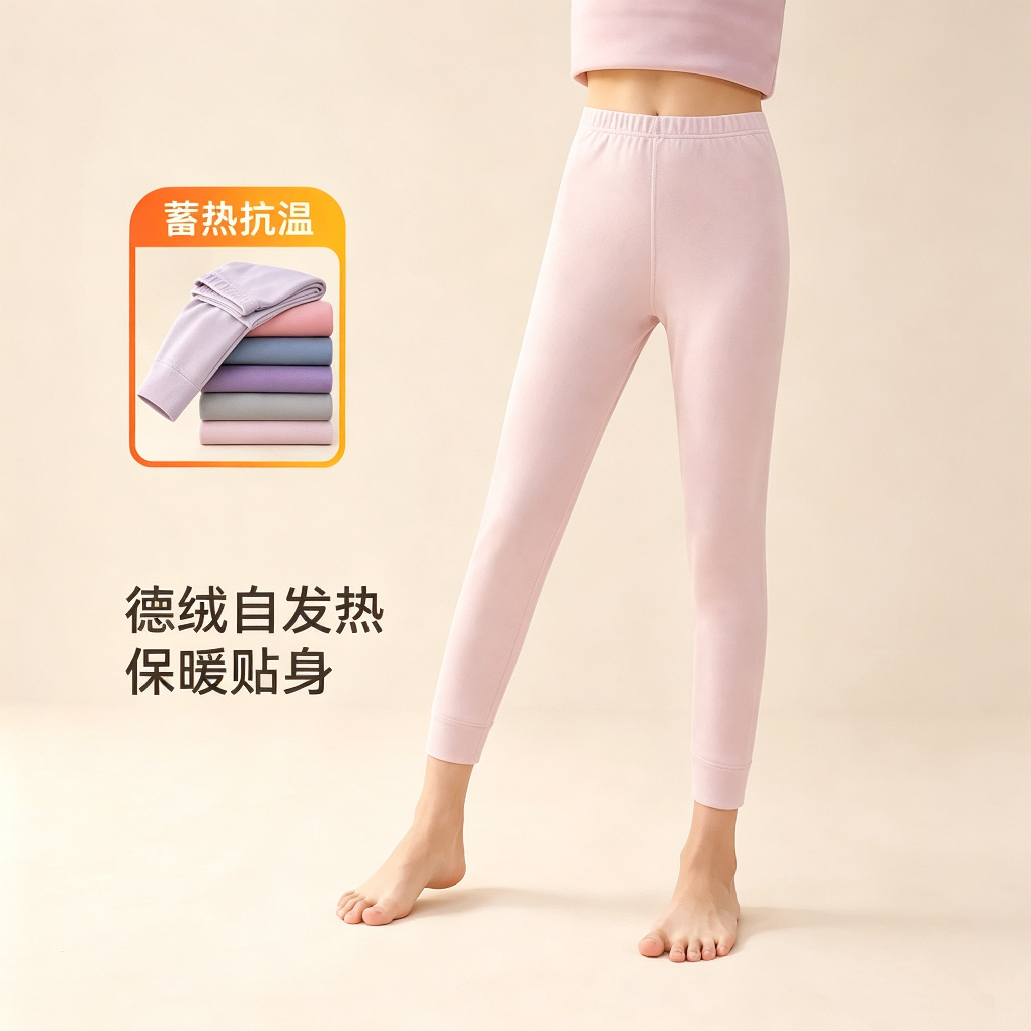 儿童德绒自发热加绒保暖裤