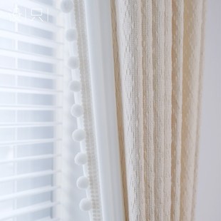 复古奶油风棉麻几何提花高端新款 客厅卧室高级感窗帘法式 全屋定制