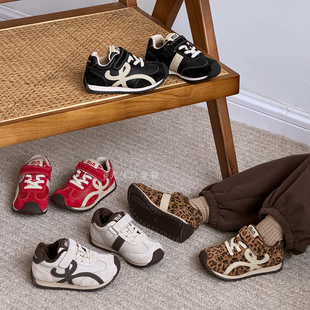 儿童阿甘鞋加绒2025秋冬新款真皮女童运动鞋休闲鞋二棉男童德训鞋