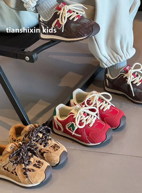 儿童运动鞋2026春季新款男童阿甘鞋真皮透气女童休闲鞋防滑N字鞋