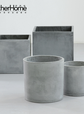 田园装饰品花盆摆件 大型植物盆景盆栽花盆 圆形方形水泥花盆摆设