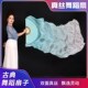 真丝舞蹈扇加长绸扇渐变长飘头古典舞丝绸演出薄荷绿渐变跳舞扇子