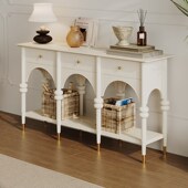 法式 饰玄关桌白色阳台储物柜柜 奶油风实木玄关柜进门厅隔断柜装