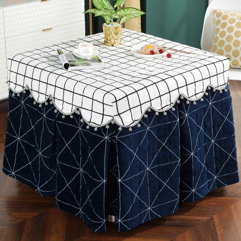 加厚双面绒长正方形烤火架电炉罩茶几取暖桌子布罩裙摆烤火被罩套