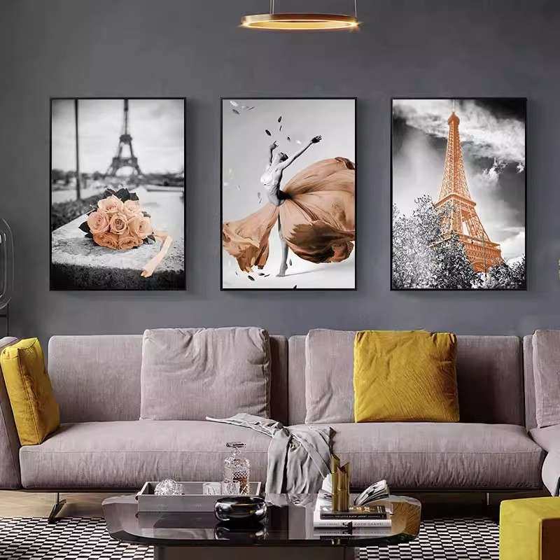 家居墙面装饰壁画舞蹈室理发店工装埃菲尔铁塔艺术组合装饰画挂画,3C数码配件,其它配件,淘宝优惠券,粉丝福利购,淘宝优惠卷