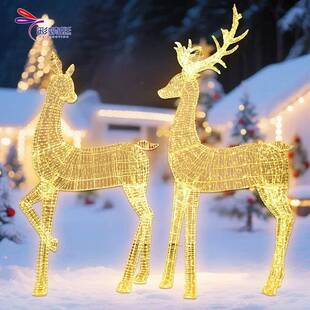 彩蜻蜓新品 皮線燈幻彩暖白光聖誕馴鹿燈飾聖誕節裝飾燈出口工廠
