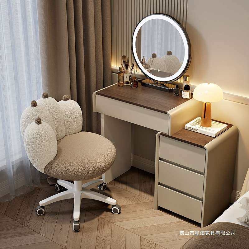 2025新款化妆桌实木梳妆台斗柜一体卧室奶油复古风小户型简约现代,3C数码配件,其它配件,淘宝优惠券,粉丝福利购,淘宝优惠卷