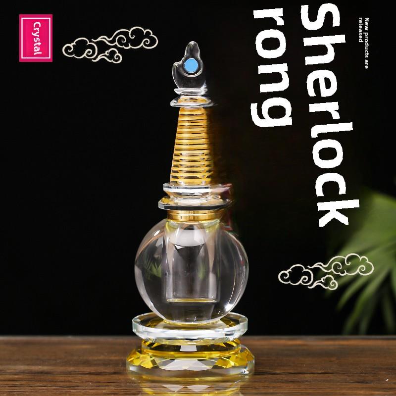 水晶佛塔崇拜桌面佛塔摆件藏佛塔花蜜丸菩提塔大、中、小尺寸