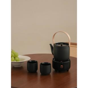 宜集堂高奢茶壶泡茶家用陶瓷提梁壶一壶两杯套装茶具保温茶炉大号