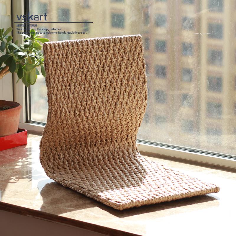 日式草编榻榻米椅子懒人客厅阳台飘窗卧室靠背椅和室无腿椅单人椅