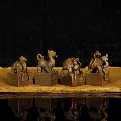 古玩杂项彷古印章四大神兽印章青龙白虎朱雀玄武子母套印章摆件