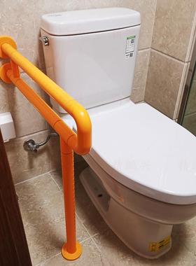黄色单边马桶扶手ABS防滑层内部钢管养老院无障碍坐便把手 成都发