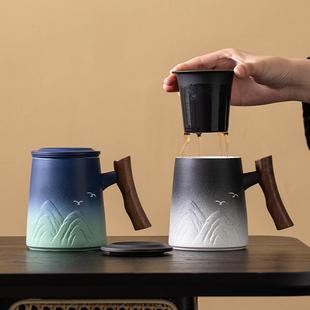 陶瓷茶水分离杯礼品定制大容量个人专用带盖过滤办公室家用泡茶杯