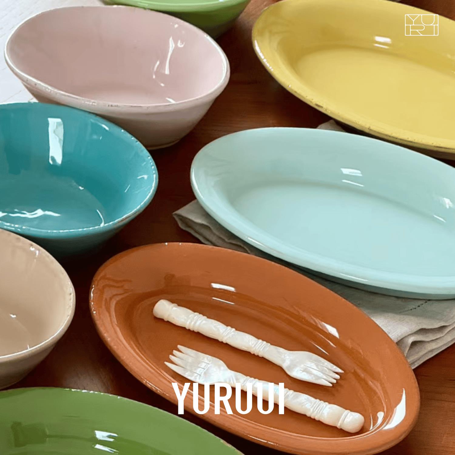 [YURUUI设计师]意大利Virginia Casa彩色赤陶瓷椭圆餐盘椭圆碗