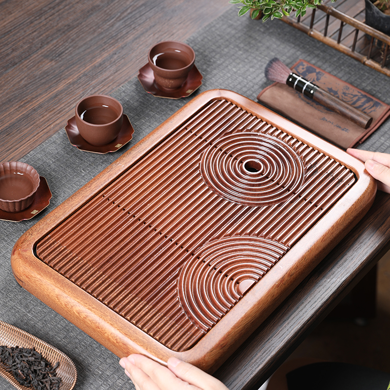 花梨木功夫茶盘小型家用干泡盘蓄排水小茶台茶具托盘茶具沥水茶海