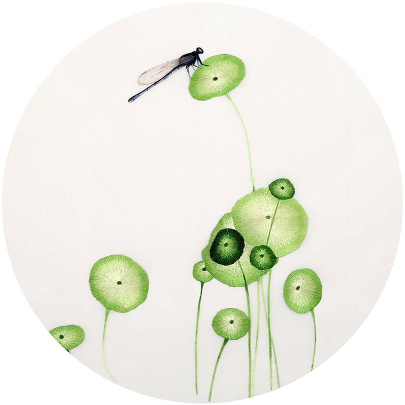 苏绣初学diy材料包 带针迹 金钱草 叶子 手工入门刺绣套件 零基础