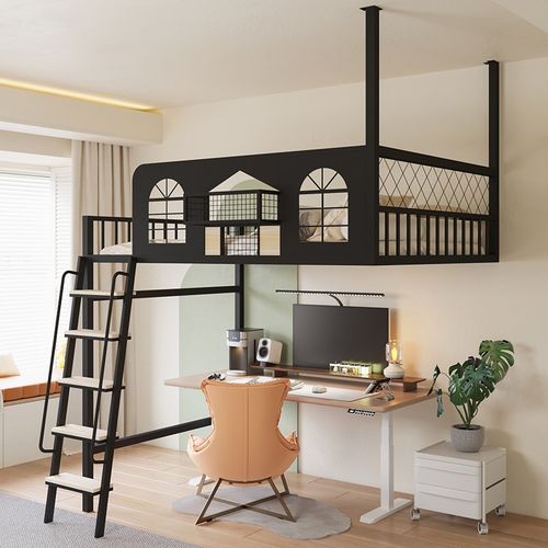 2024新款多功能高低床家用双层铁艺吊床铁床小户型现代简约儿童床